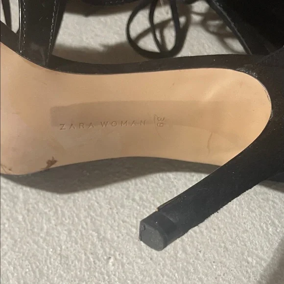 Zara Black Lace-Up Heels - Picture 8 of 16